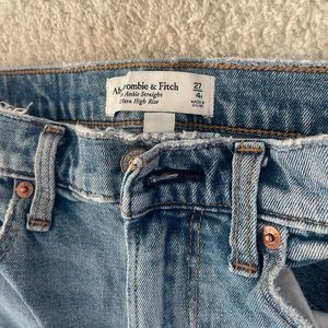 A&F ankle straight ultra high rise denim